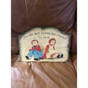 Vintage Hand painted 1999 Signed MCT Raggedy And And Andy Plaque